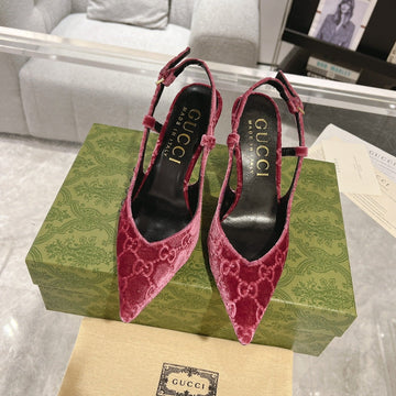 GG Slingback High Heel Pump Magenta Velvet