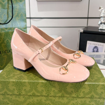 Horsebit Mary Jane Heel In Light Pink Calfskin