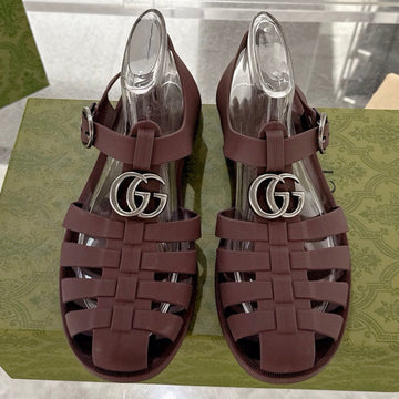 Gc 25 Silver Double G Sandal Bordeaux Rubber 292435