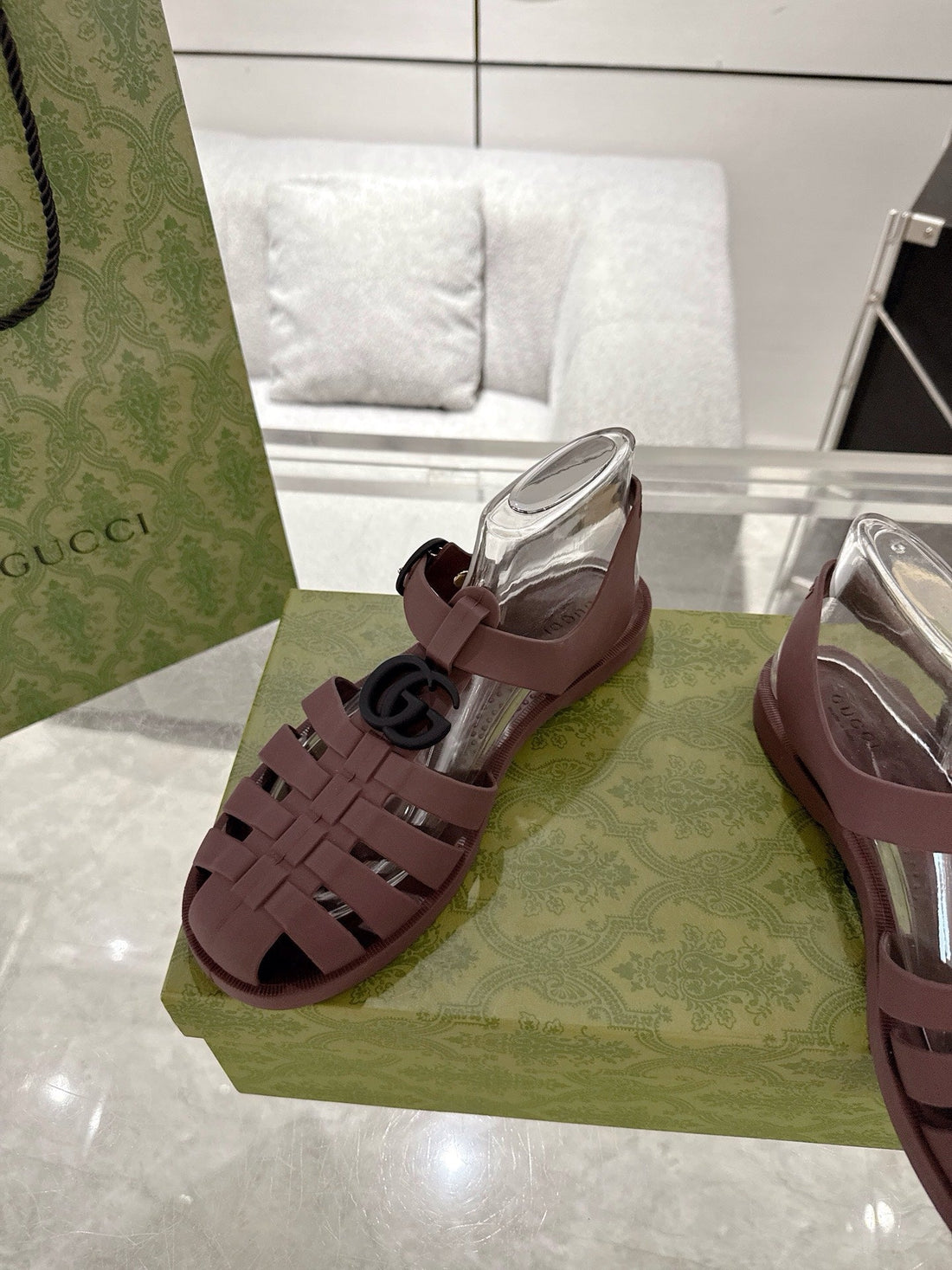 Gc 25 Black Double G Sandal Bordeaux Rubber 292436