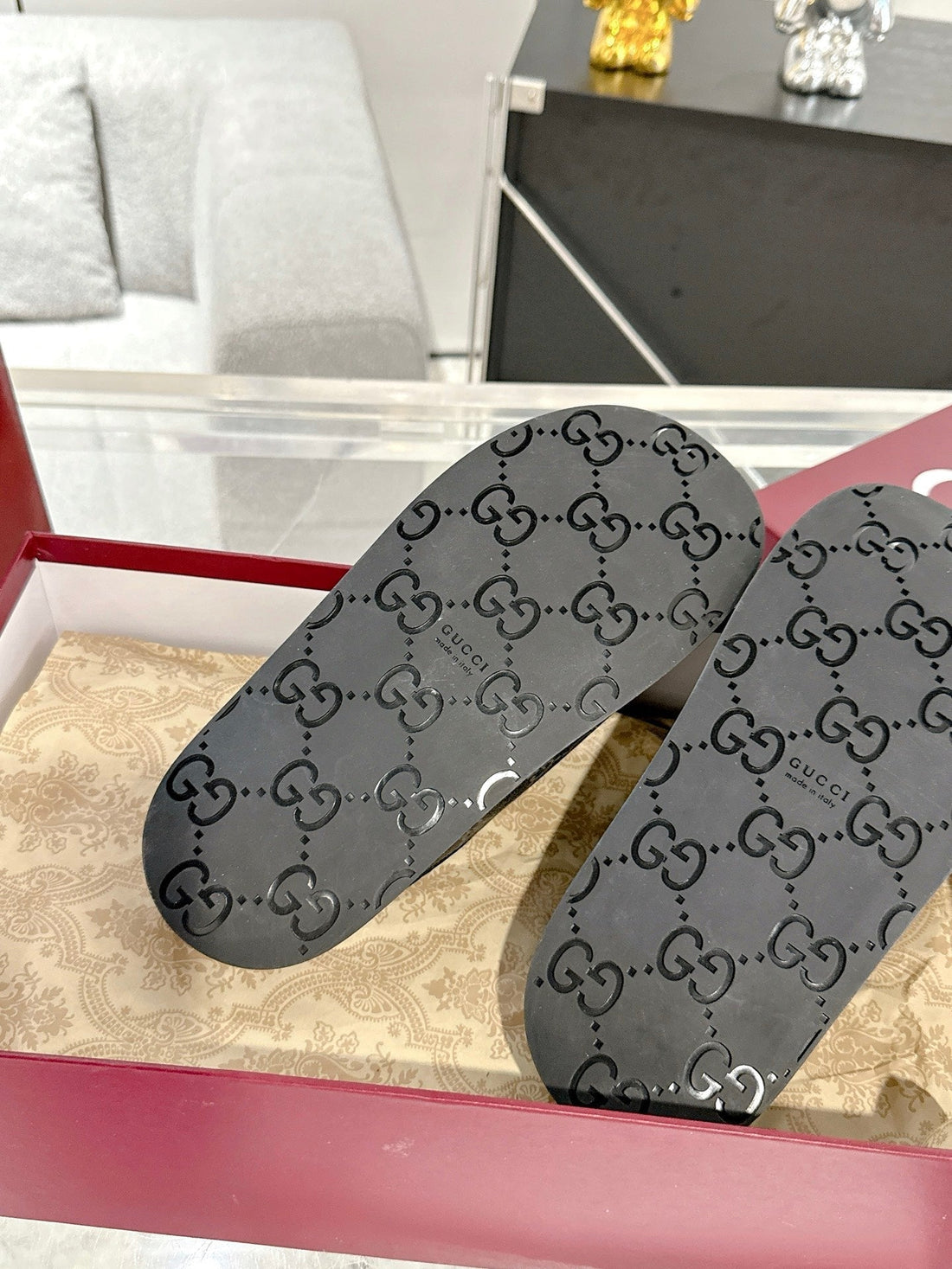 Gc 25 Horsebit Mule Grey Monogram Canvas