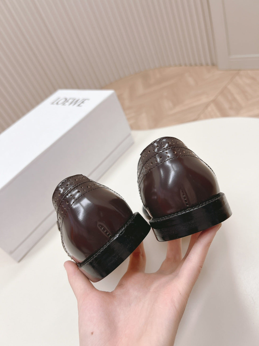 Loewe Campo Mary Jane Ballet Flat Mahogany Cowhide