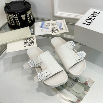 Loewe Ease Leather Slide White Sheepskin