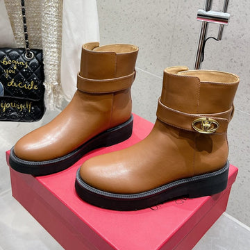 Vlogo Signature Copper Brown Calfskin Ankle Boot 30MM