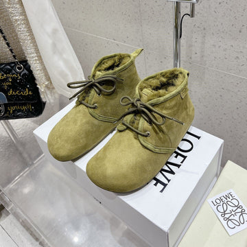 Loewe One-Piece Snow Boots Light Green Suede 435629