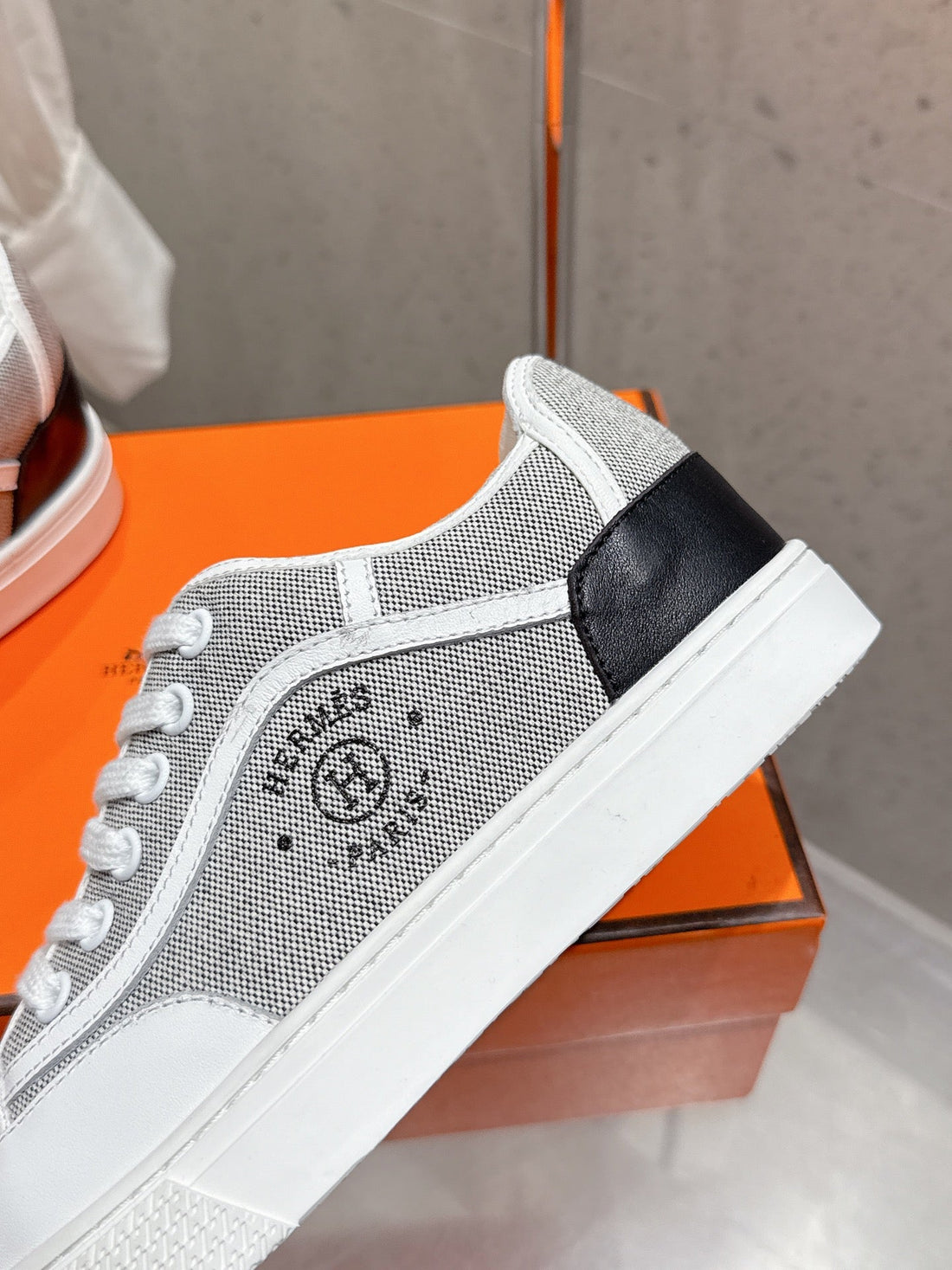 Hm Get Sneaker Grey Maxi Canvas And Calfskin 204758