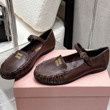 Miu Miu 25 Mary Jane Loafer Brown Chocolate Cowhide 552428