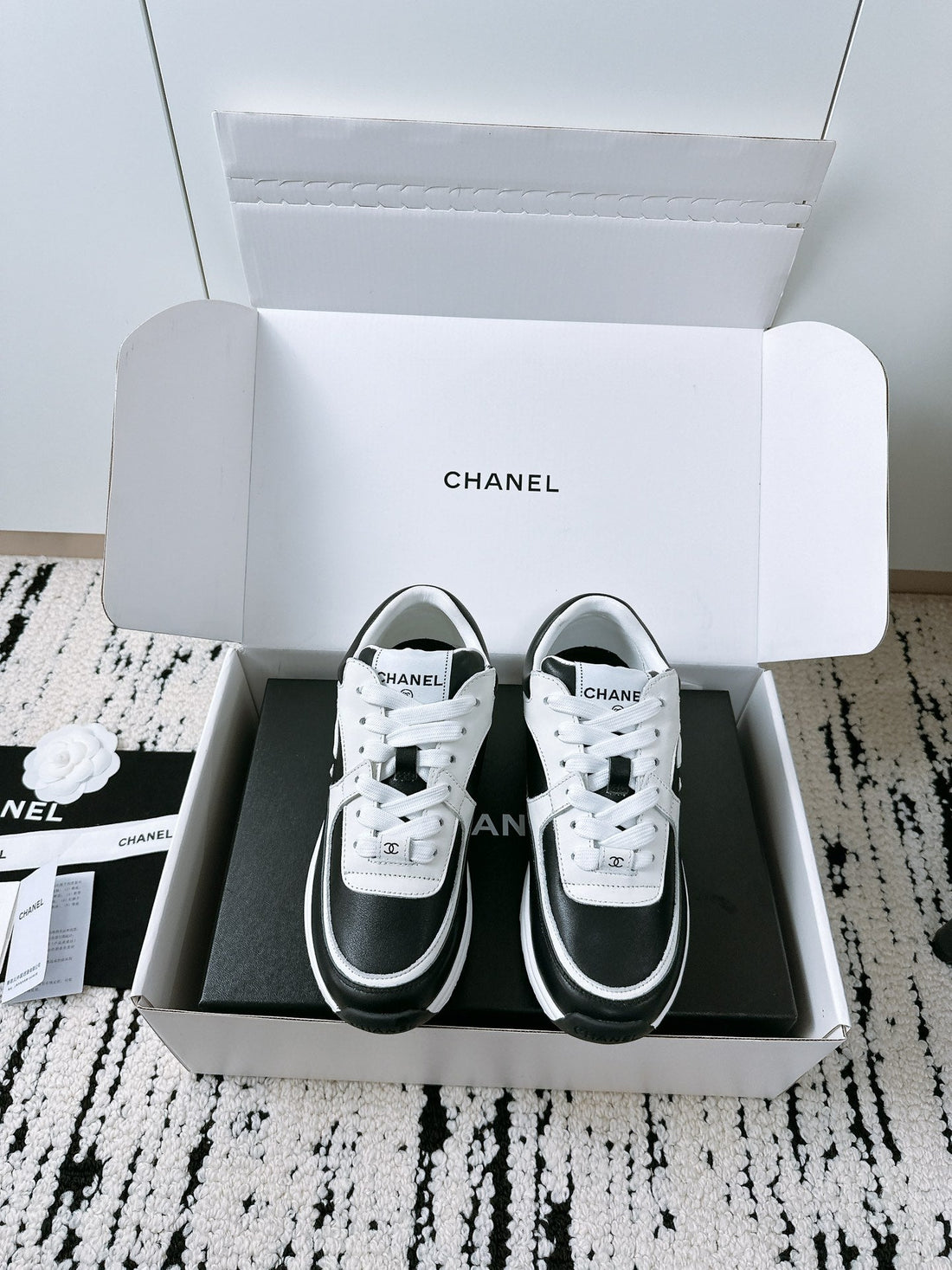 CC Sneaker 35MM In Black Mix White Soft Cowhide 144704