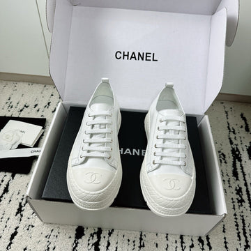 CC Platform Sneakers White Rubber Leather 696670