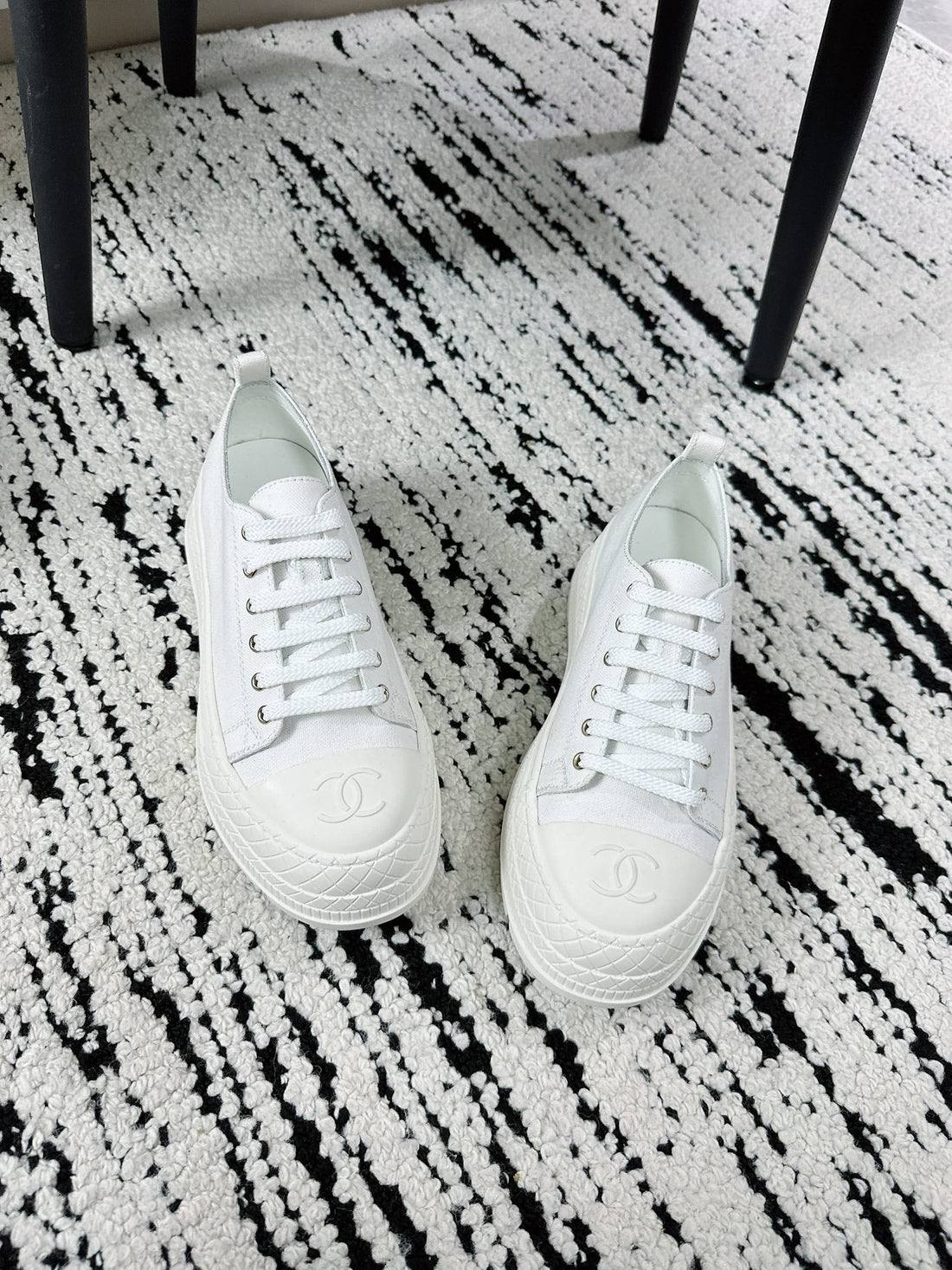 CC Platform Sneakers White Rubber Cotton 696672