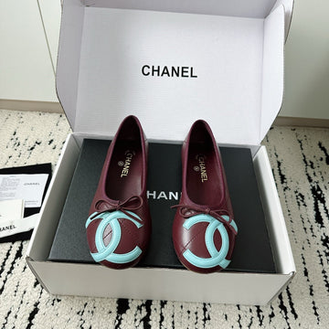 CC 26S Coco Beach Ballet Flats Chocolate Quited Lambskin 741170