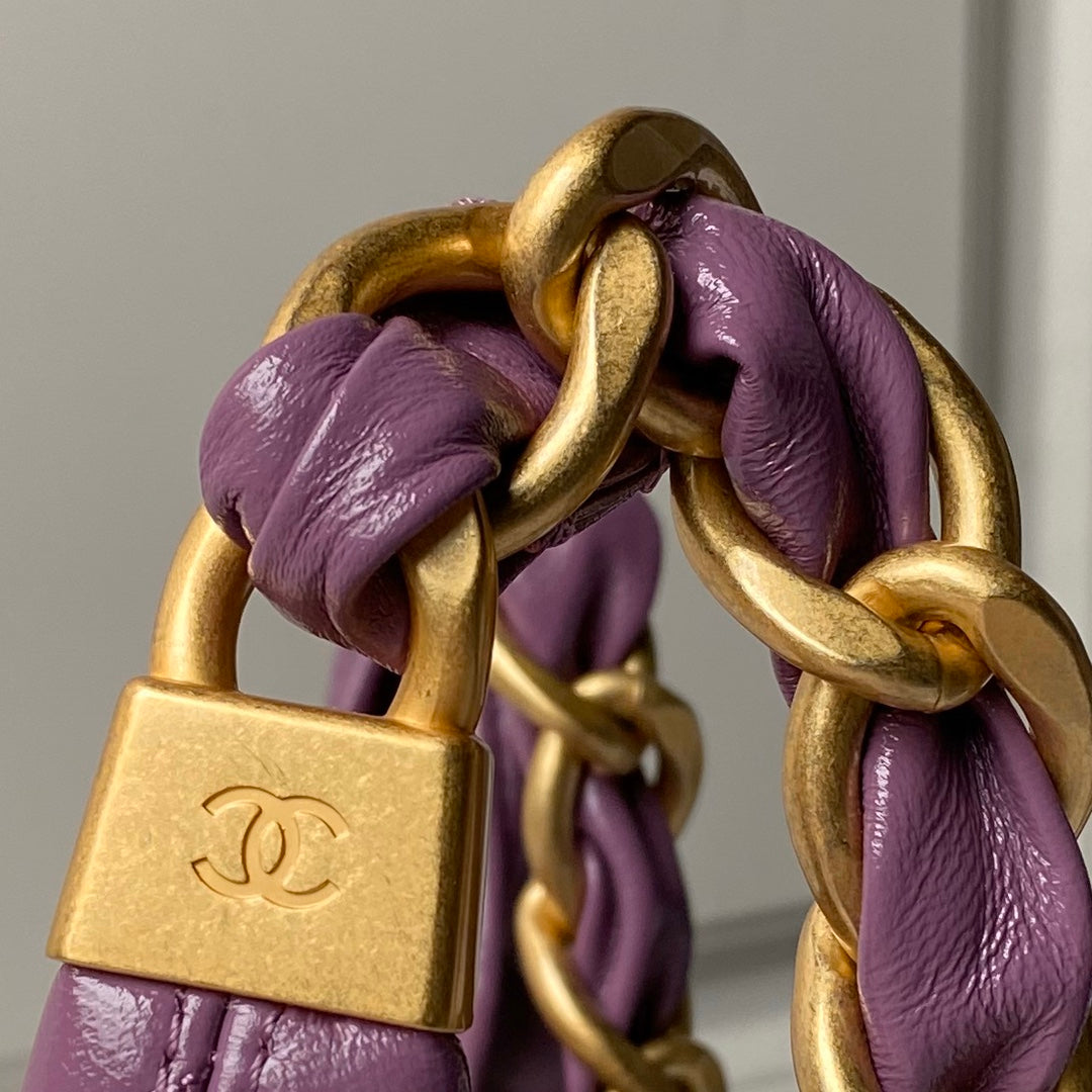 24A Hobo Bag 23CM Violet Calfskin Gold Hardware