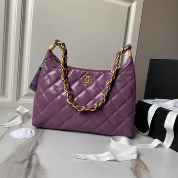 24A Hobo Bag 38CM Violet Calfskin Gold Hardware