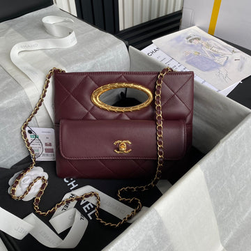 CC 24B Cluth 25CM Burgundy Lambskin