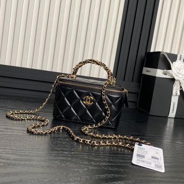 CC 24B Vanity Case 17CM Black Calfskin 286208
