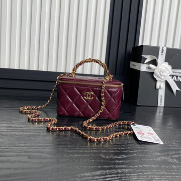 CC 24B Vanity Case 17CM Burgundy Calfskin 286210