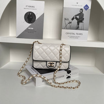 CC Mini Graphic Frame Flap Bag White Lambskin
