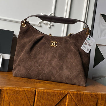 Chanel 2025 Hobo Bag 35CM Brown Suede 318243