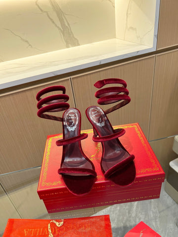 Rc Sandals Red Velvet Sheepskin 341989