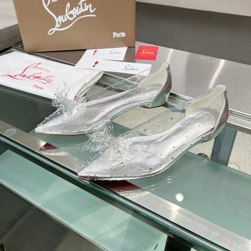 Cl Jelly Strass Flats Pvc Iridescent Nappa Leather And Strass Silver