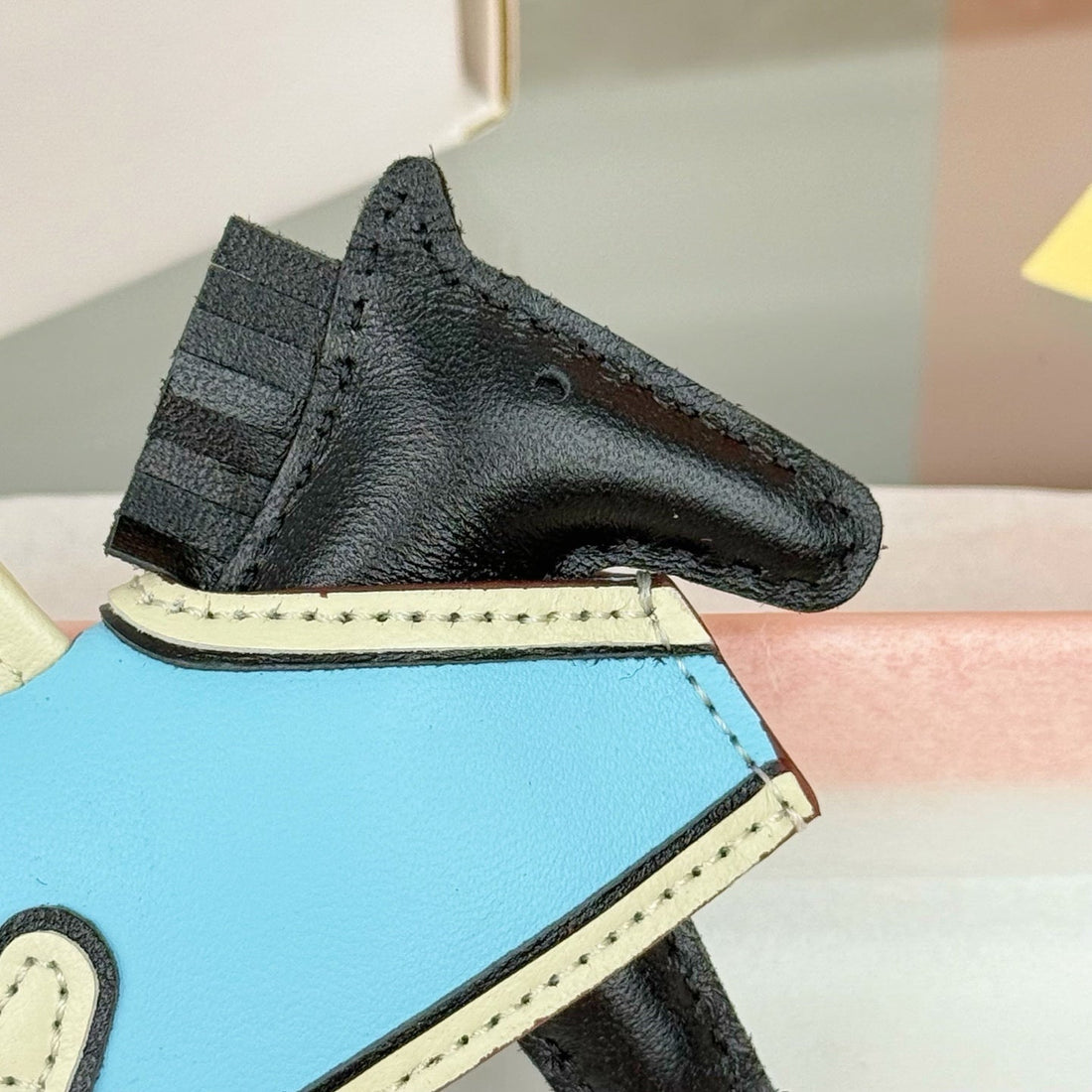 HM Rodeo Robeo Heart Pm Charm Black Mix Sky Blue Lambskin