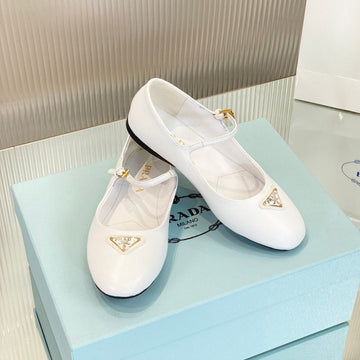 Pra Nappa Mary Jane Flat White Lambskin