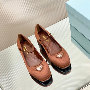 Pra Nappa Mary Jane Pumps Brown Satin