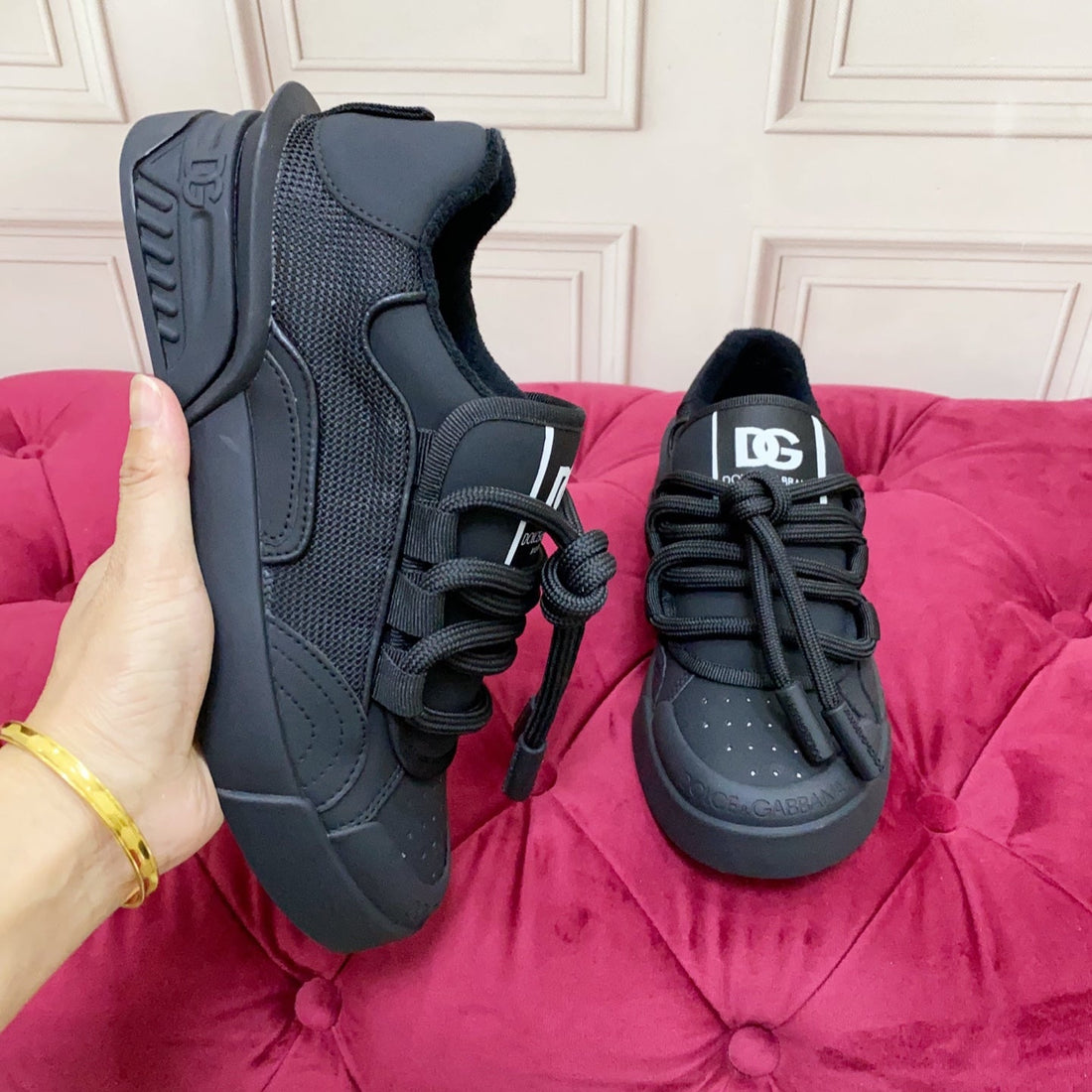 Dc 25 Casual Sports Shoes Black Cowhide & Mesh 232263