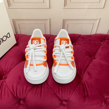 Dc 25 Casual Sports Shoes White Orange Cowhide & Mesh 232261