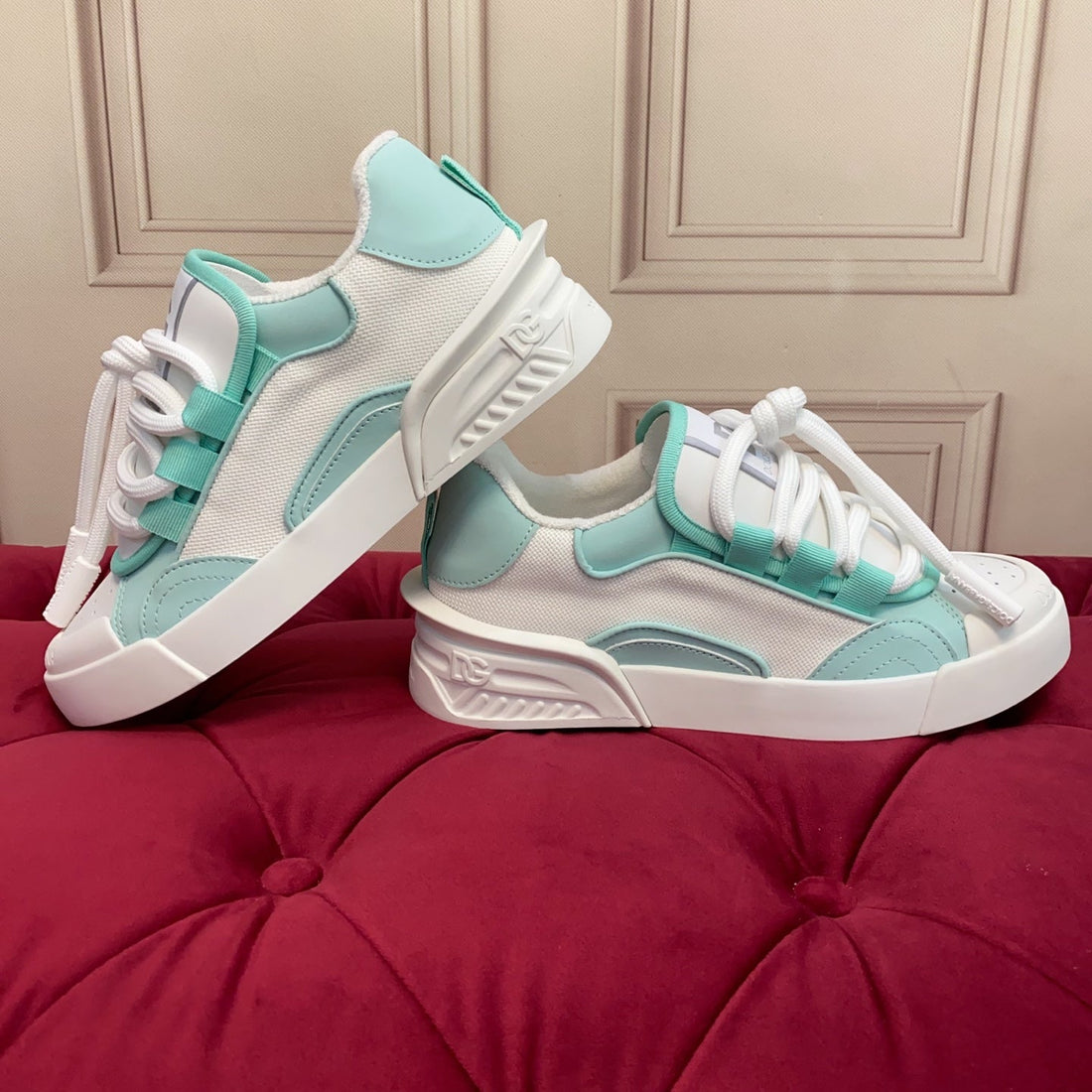 Dc 25 Casual Sports Shoes Minty Green Silk Cowhide & Mesh 271103