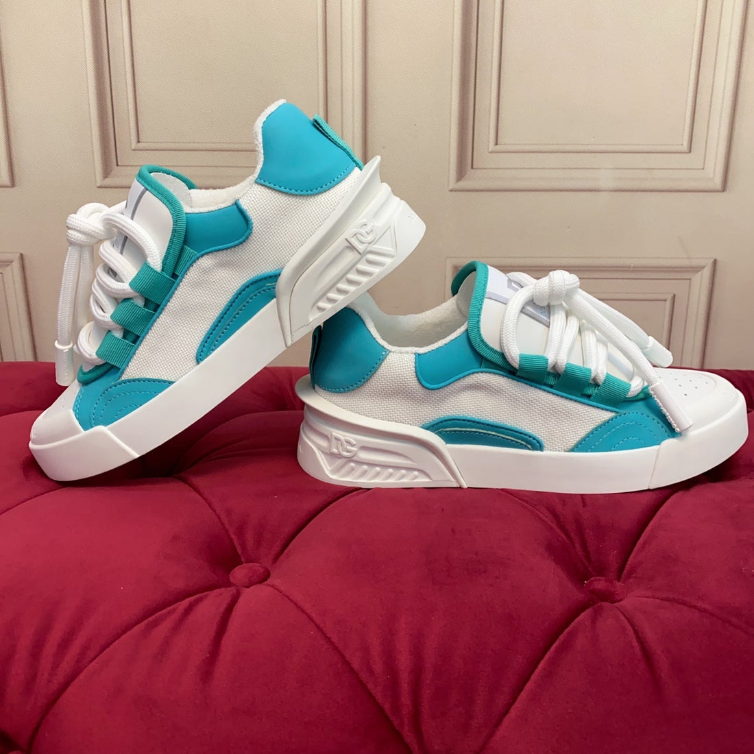Dc 25 Casual Sports Shoes Cyan Silk Cowhide & Mesh 271105