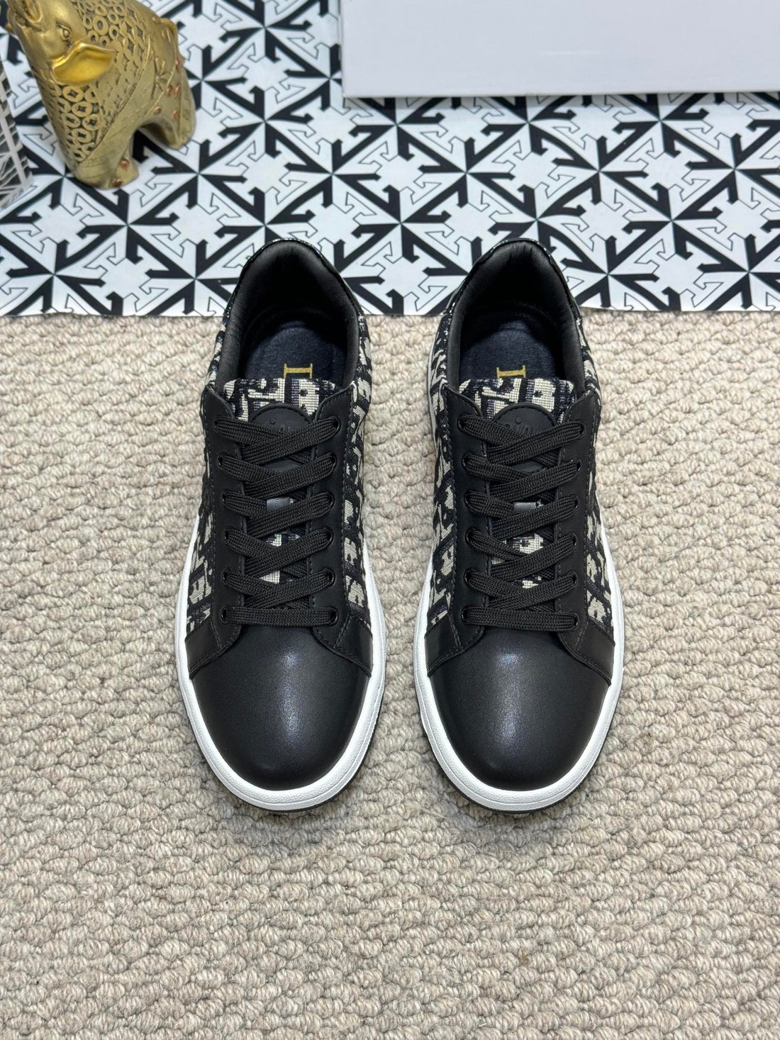 CD Casual Sneaker Black And Beige Calfskin