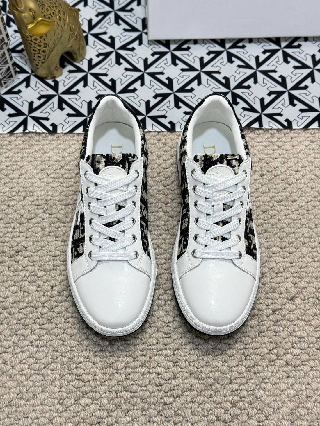 CD Casual Sneaker White And Black Calfskin