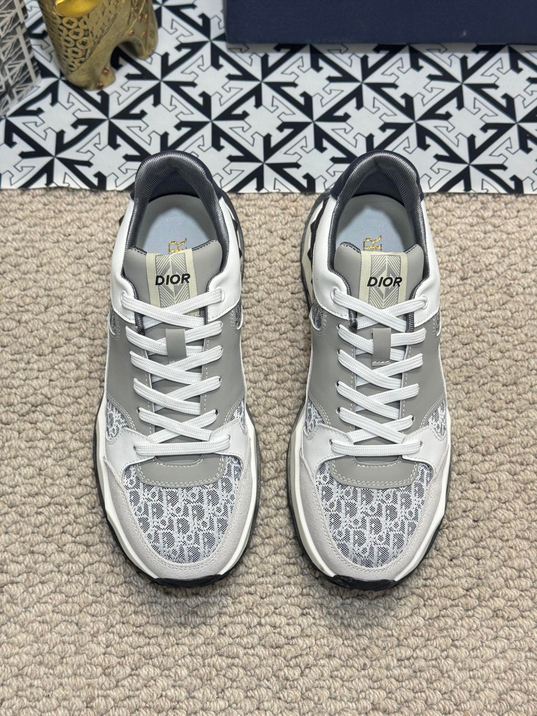 CD B25 Sneaker Gray And White Calfskin