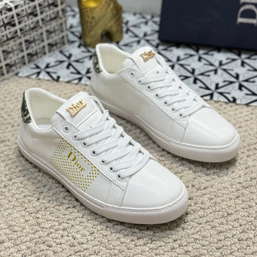 CD Low Top Basic Sneaker White And Yellow Calfskin