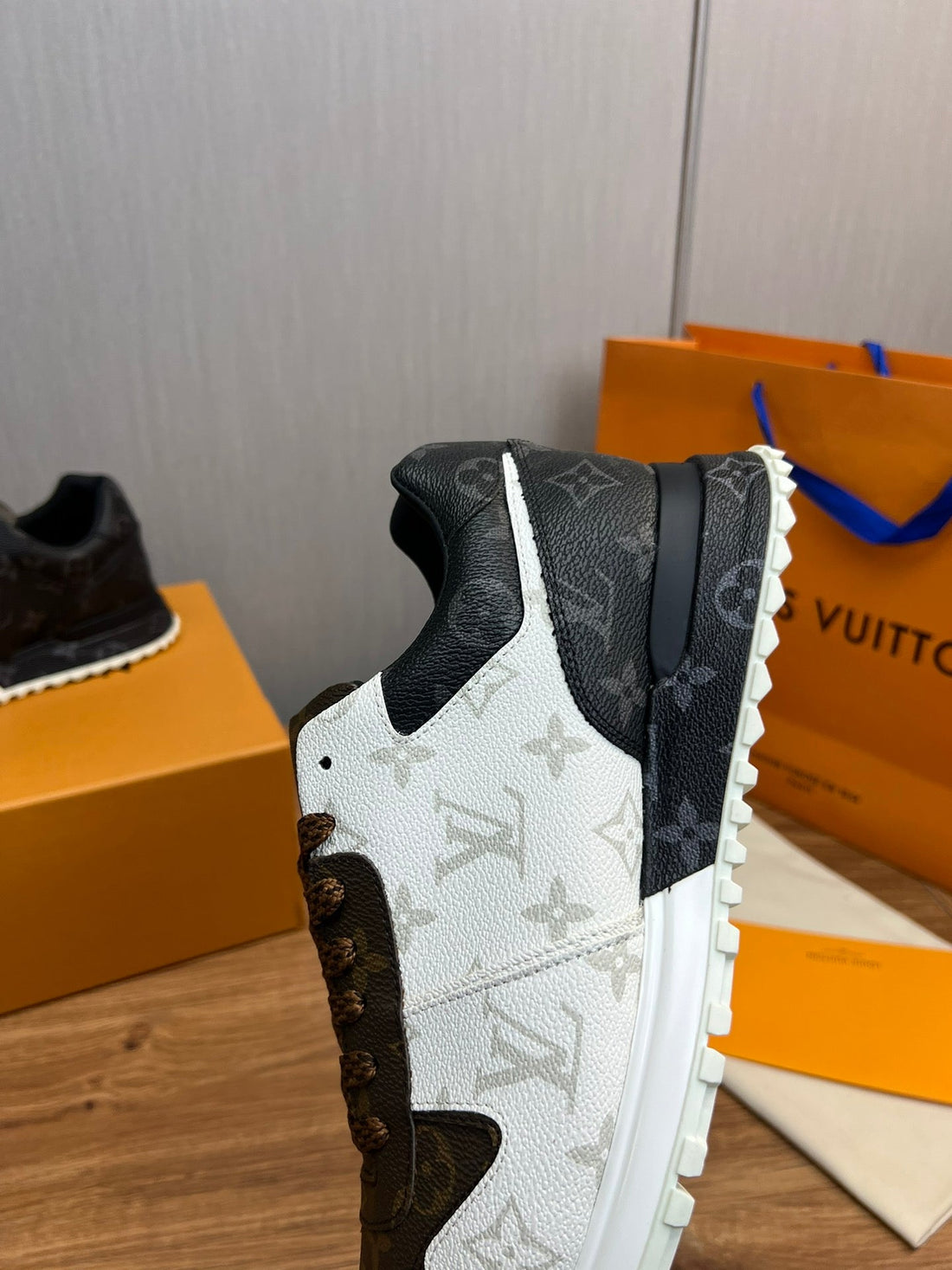LV Sneaker Brown Mix White And Grey Monogram Calfskin