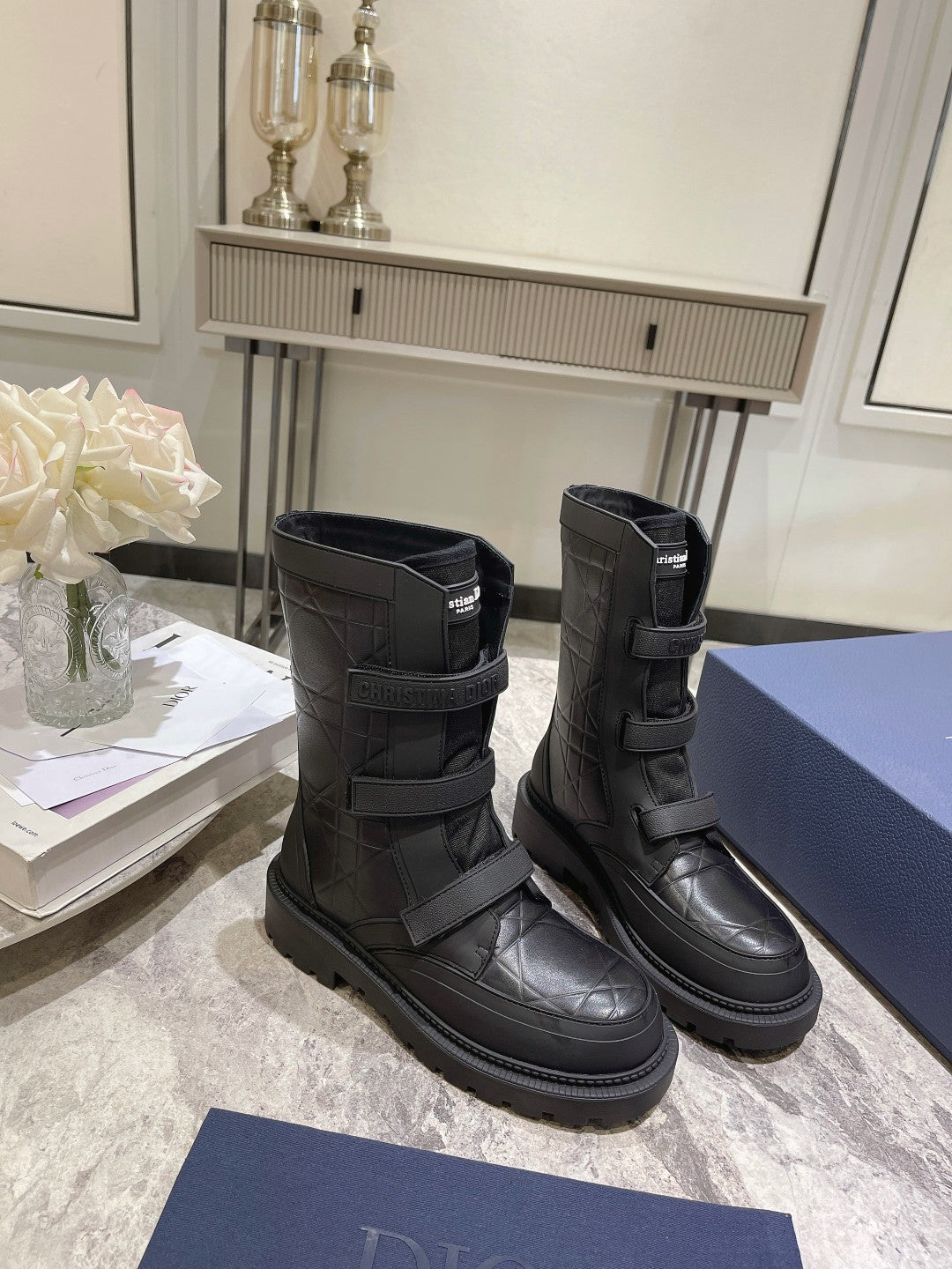 CD Dioranger Ankle Boot 45MM Black Calfskin And Fleece Lining