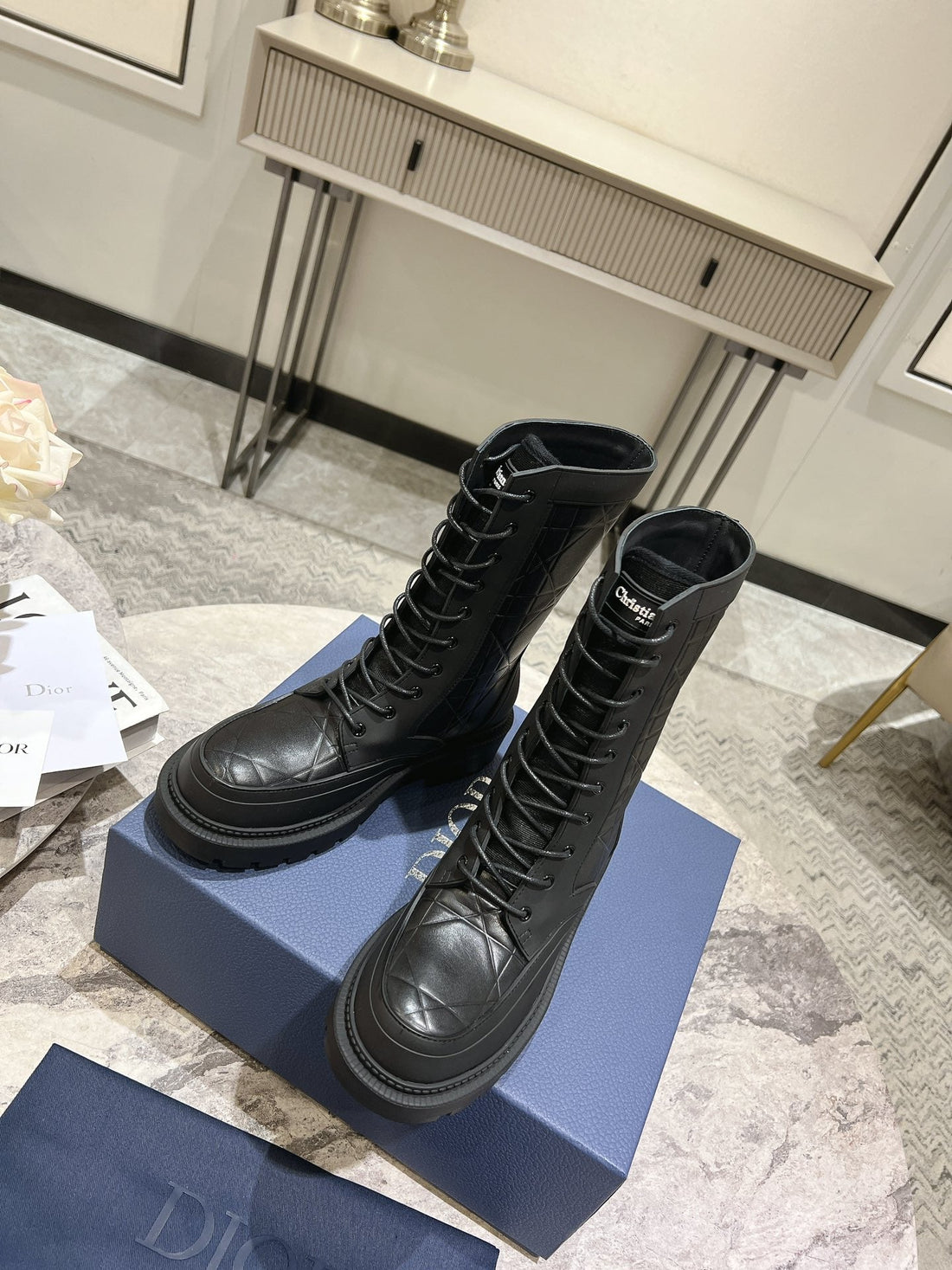 CD- D-Leader Ankle Boot 45MM Black Calfskin