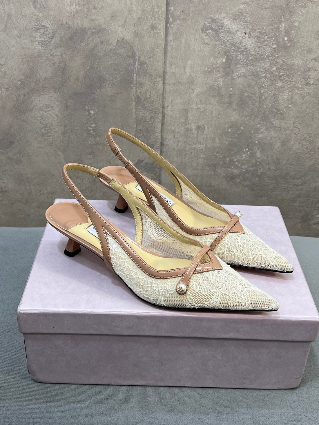 Jimmy 26 Amita Pump 45MM Beige Mesh 682975