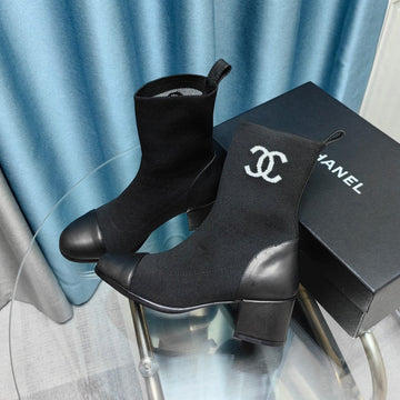 CC Ankle Boots 45MM Black Wool And Calfskin