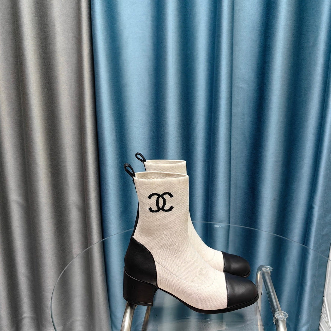CC Ankle Boots 45MM White Wool And Calfskin