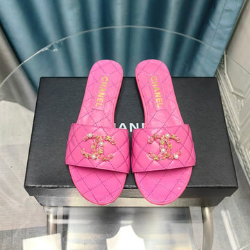 Mule Sandal Quilted Dark Pink Calfskin Mop