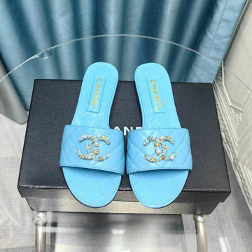 Mule Sandal Quilted Turquoise Calfskin Mop