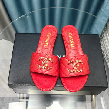 Mule Sandal Quilted Red Calfskin Mop