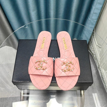 Mule Sandal Quilted Pink Calfskin Mop
