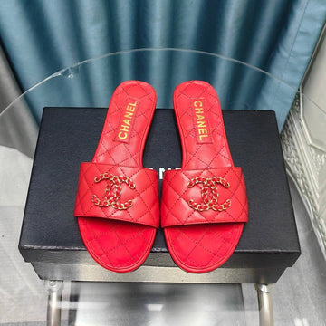 Mule Sandal Quilted Red Calfskin