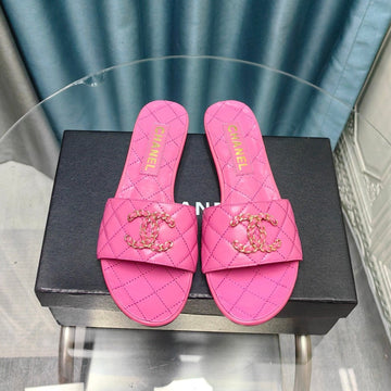 Mule Sandal Quilted Dark Pink Calfskin