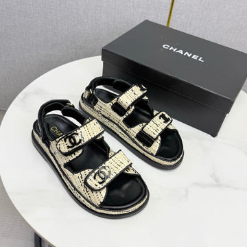 CC Dad Sandal Cream Black Tweed Sheepskin 620123
