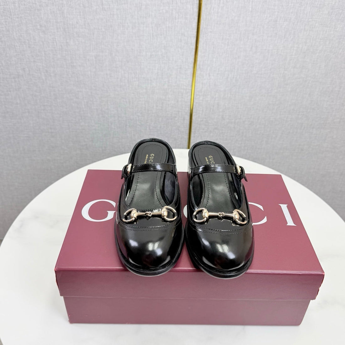 GG 26S Horsebit Slip-On Loafers Black Glossy Leather 639926