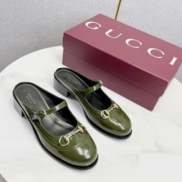 GG 26S Horsebit Slip-On Loafers Olive Glossy Leather 639928